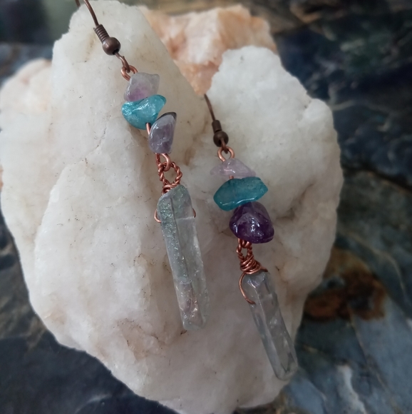 Angel Aura Quartz Crystal Earrings - Picture 2 of 5
